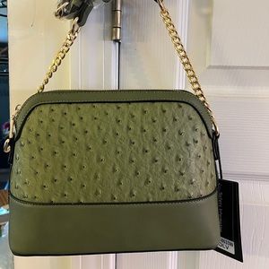 Chain Crossbody Handbag W/Matching Wallet -CROC NEW handbag set - Olive